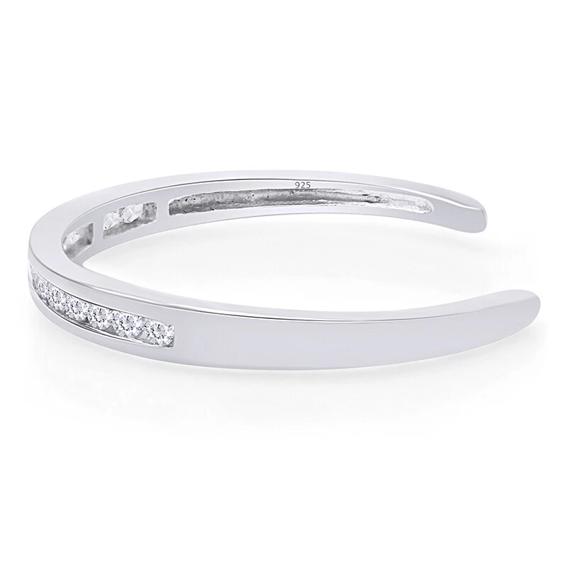 Juego de canales de anillo de dedo del pie ajustable circonita cúbica chapada en oro blanco de 14K plateado Foto 2 de 4