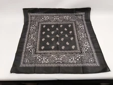 10 Pack Head Wrap Scarf Bandana Large 21" X 21" - Black Paisley
