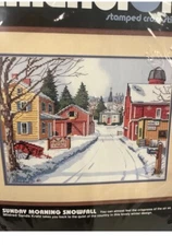 Cross Stitch Kit Winter Country Scene Snow Wagon Fall #3111 Katz VTG 1990 New