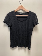 Biyaycda Womens Top Large Black Floral Lace Mesh Whimsigoth Fairy Witchy Y2K