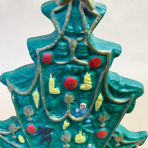 Vintage Cast Iron Christmas Tree Doorstop Hand Painted 11" Tall - Picture 9 of 13