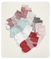 Old Navy Girls Toddlers 8-Pack Non Slip Solid Stripes Crew Socks