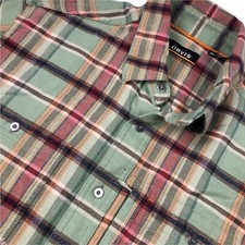 Orvis Men s Cotton Long Sleeve Button Shirt Green Red Orange Plaid Medium
