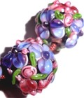 Lampwork Glass Flower Beads Raised Petals Purple & Pink 15 mm 4 Beads (#a33npl) — photo 2