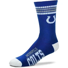 For Bare Feet NFL Indianapolis Colts 4 Stripe Deuce Crew Sock Team Color MEDIUM
