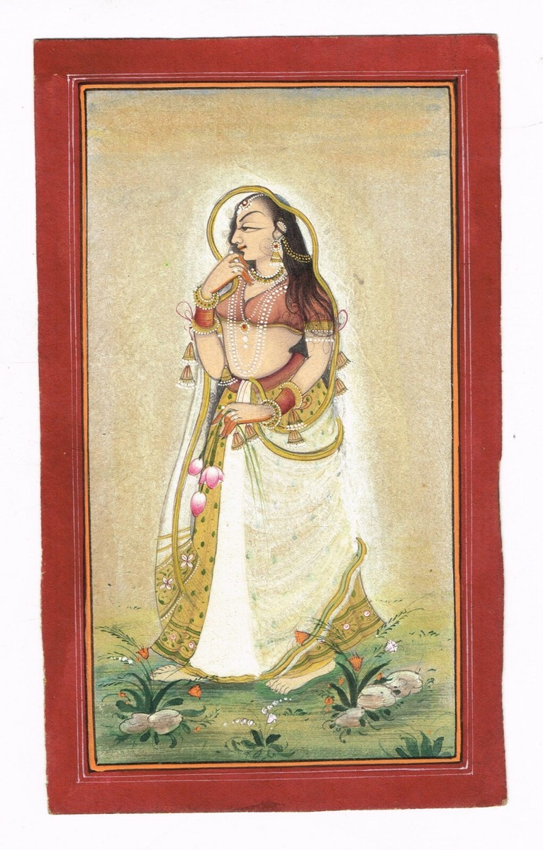 Indian Miniature Painting Of Portrait Mughal Queen Finest Art 4x6