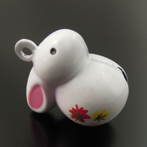 10pcs Brass White Cute Rabbit Jingle Sound Bells Pendant Charms DIY ...