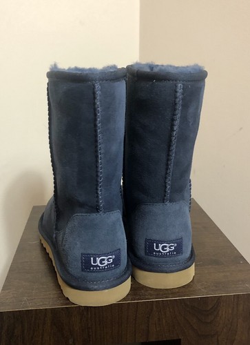 UGG Classic Short II Navy Blue Suede Sheepskin Fur Lined Boots Size Uk 4.5 / 37 - Picture 4 of 11