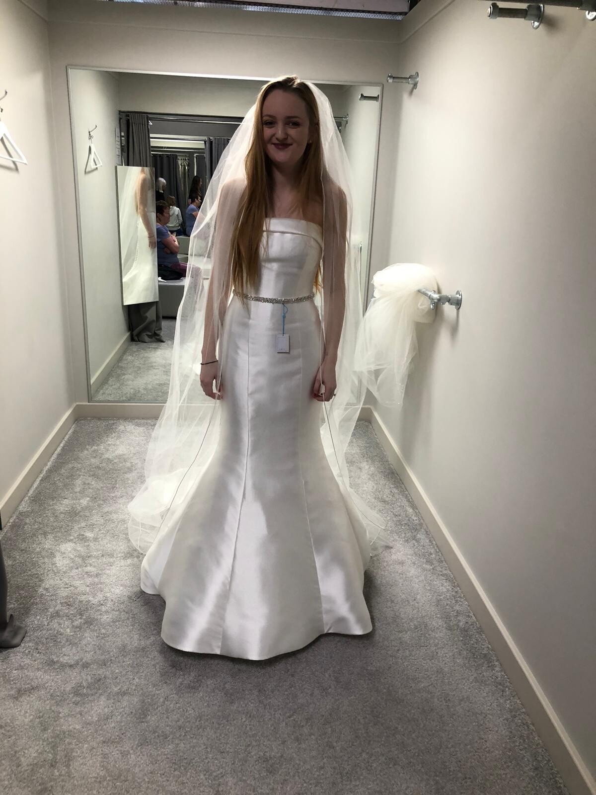 wedding dress, underskirt, veil, mermaid, satin, ivory, brand new with