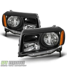For 2012 2013 2014 2015 Honda Pilot SUV Black Headlights Headlamps Left+Right