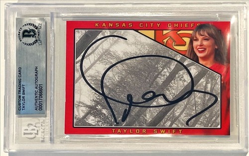 Taylor Swift Kansas City Chiefs Signed Custom Cut Auto CARD BAS Beckett Slabbed - Picture 1 of 2