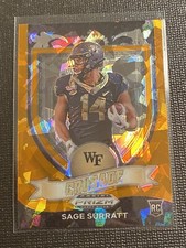 2021 Panini Prizm Draft Picks Orange Cracked Ice #177 Sage Surratt Rookie
