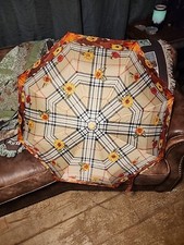 Rare Vintage Avon Autumn Fall Brown Plaid Umbrella New. 44d