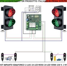Impianto Semafori Luci Led Rossa Verde Centrale Due Coppie Fotocellule 230 V 3 W