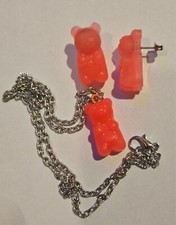 Teddy Bear Necklace Girls Women Jewelry Gummy Bear and necklace assorted colors