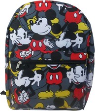 Large Backpack - Disney - Mickey Mouse - Grey Allover Print 16"