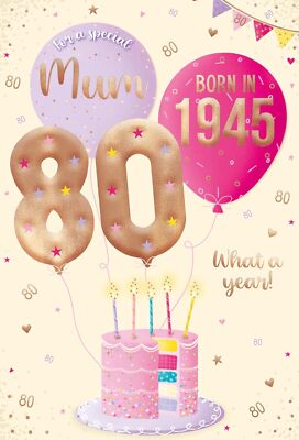 Mum 80th Birthday Card Happy Birthday Year You Were Born Card