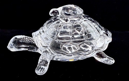 Bohemia Clear Lidded Crystal Turtle Candy Dish Bowl, Czech Republic- Perfect! - Picture 15 of 17