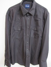 Wrangler Black Striped Long Sleeve Pearl Snap Western Cowboy Shirt XL