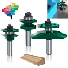 PEALIFE Stile Router Bit Set Raised Panel Rail  1/2 Inch Shank 3pc, Black