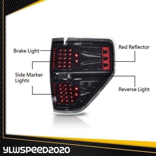 Fit For 2009-14 Ford Pickup F150 Clear LED Tail Lights Lamps Passenger + Driver - Picture 2 of 12