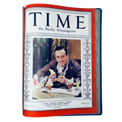 Time Magazine 1937 July-Dec Bound Walt Disney King Farouk Egypt Ernest Hemingway