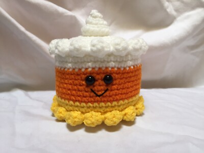 New Handmade Crochet Halloween Candy Corn Cake Tiered Tray Decoration