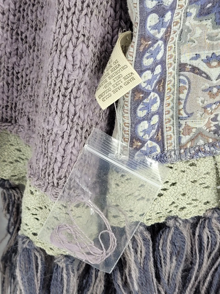 BKE扣开衫毛衣女式 XS 紫色棕褐色混合媒体条纹装饰艺术 — 第 4/4 张图片