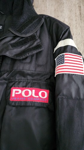 Vintage Polo Ralph Lauren Jeans Co NASA Black Puffer Down Parka Jacket XL RARE - Bild 4 von 16