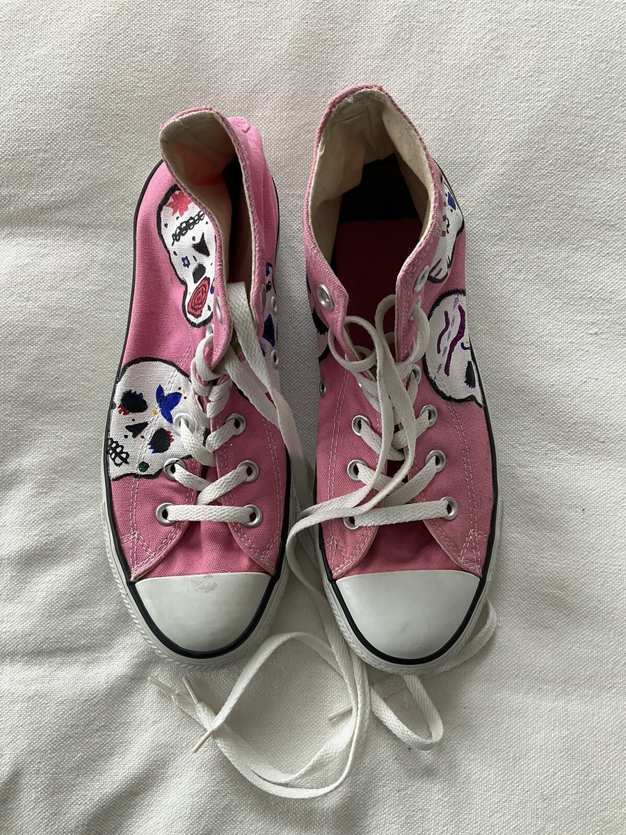 Converse All Star Pink Painted Sculls Woman Men