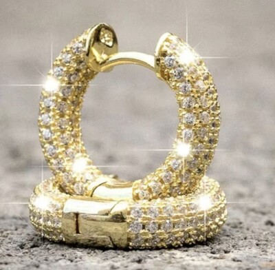 KLEINE LUXUS OHRSTECKER OHRSCHMUCK GOLD KREOLEN VOLL MIT ZIRKONIA OHRPIERCING