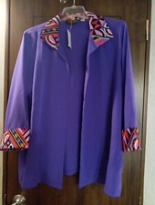 XL Bob Mackie QVC Wearable Art Open Front Smock Style Jacket NWT Geometric Edges