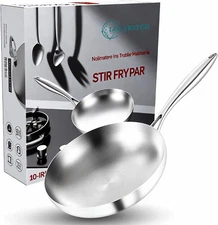 10 Inch Tri-Ply Stainless Steel Frying Pan,Skillet,Chef'S Pan,Induction Pan,Dish