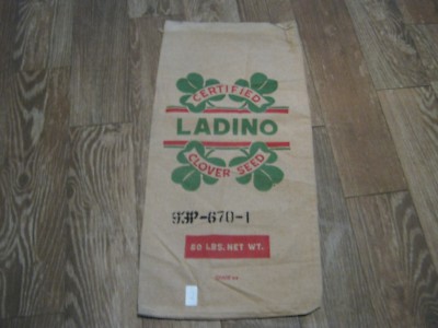  sack Vintage Certified Ladino Clover Seed Cloth empty sack