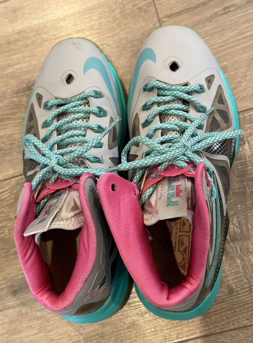 NIKE Lebron X Men\'s Basketball Shoes 7.5 Pink Teal USA 541100-001 Diamond RARE NIKE Lebron X Men main image 2