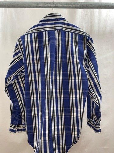 Polo Sport Boys RL Striped Cotton Work Shirt Pocket XL Blue Black White - Picture 6 of 6