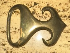 Solid Brass Hippie 1970s Swirl Hook Paisley Duncan Laurie Vintage Belt Buckle