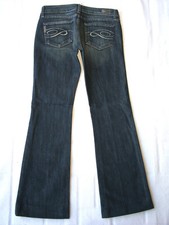 Paige Laurel Canyon Low Boot Jeans Wm Sz 27 Dark Blue Distressed Stretch L 29.25