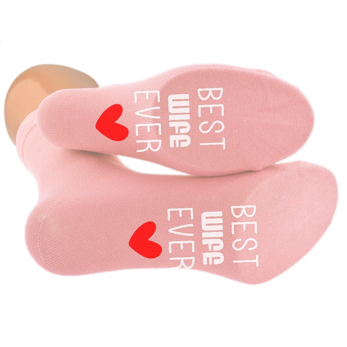 SAOLA Calze da donna Best Wife Ever Sole Stampa Rosa Pallido UK 3 5 7 5