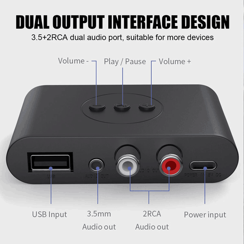 Wireless Bluetooth 5.2 Receiver 3.5mm Jack AUX to 2 RCA Audio Stereo Adapter -UK - 第 12/23 張圖片