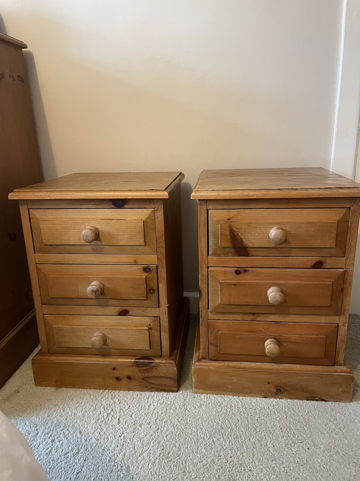 Pair Solid Antique Pine Bedside eBay