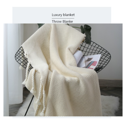 Luxury Hand Knitted Blanket Throw Frignes Warm Soft Gray Pink Weighted