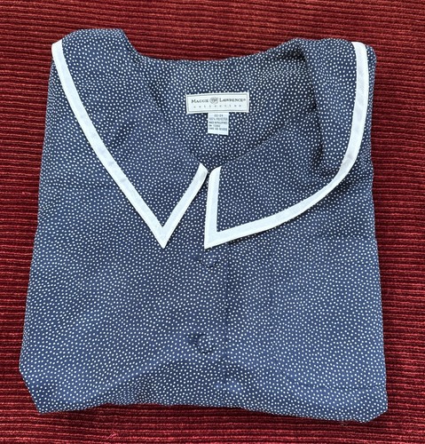 Maggie Lawrence Blouse Top Shirt Button Up Women 22/24 Navy/White Po.Dots SS-EUC - Picture 11 of 24