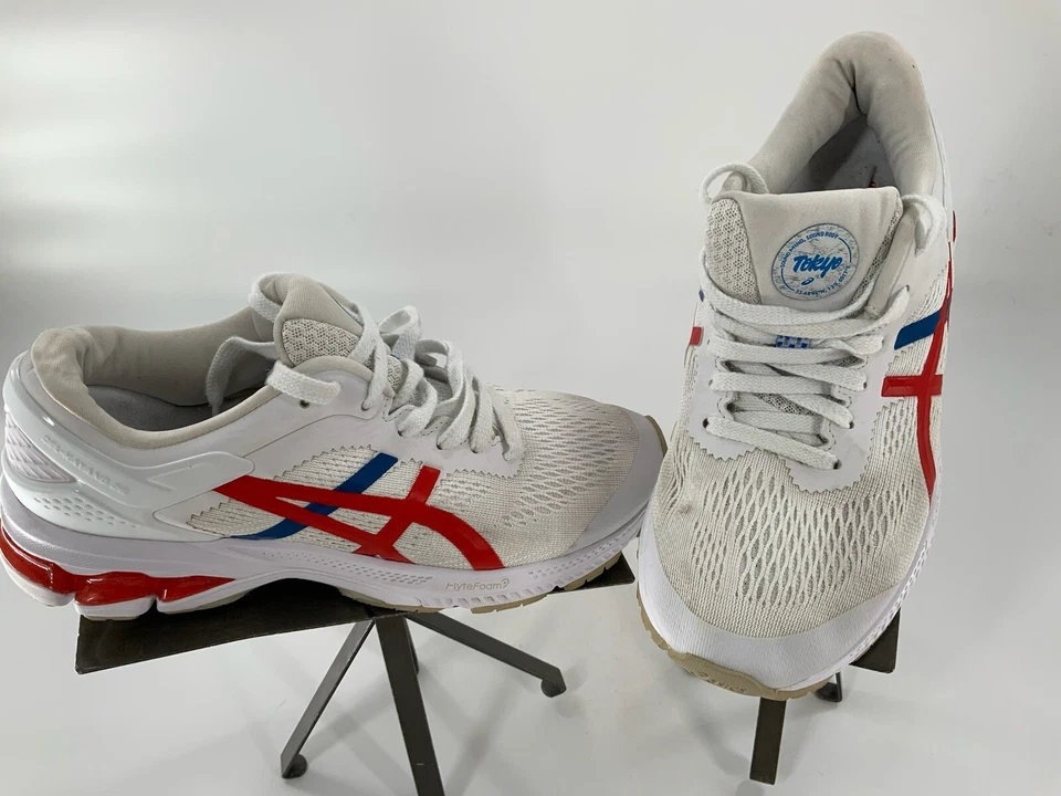 Zapatos para correr Asics Gel Kayano 26 talla 9,5 para mujer blancos rojos azules Tokio YGI A2S-49 Foto 2 de 4