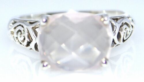 925 Sterling Silver Pink Rose Quartz Rings Facet Cut Ring Gem Size 5, K to 12, Y - Picture 1 of 8