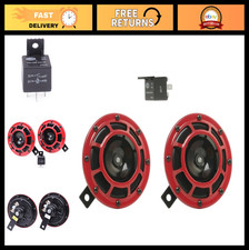 Highlow Frequency 12v Super Tone Horn Set - Red Loud Car Horns For Vehicles