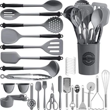 Best Kikcoin 43Pcs Large Kitchen Utensils Set - Silicone Cooking Set Dishwasher
