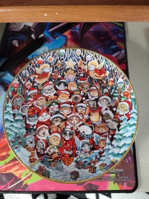 Franklin Mint Bill Bell Heirloom Collector's Cat Porcelain Plate - Santa Claws