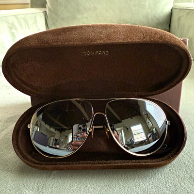 Tom Ford Cliff TF450 Aviator Sunglasses Silver Metal Gray Mirrored 140mm