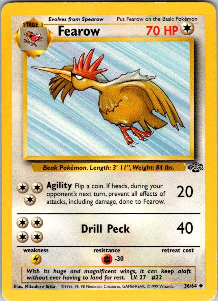 Fearow 36/64 Uncommon Jungle Pokemon Unlimited Near Mint